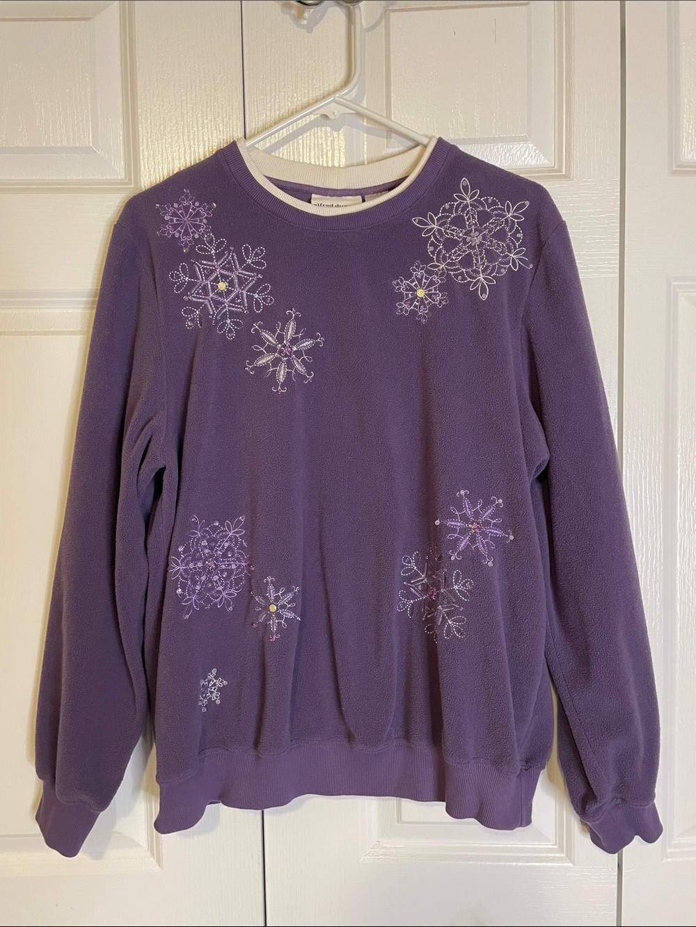 ALFRED DUNNER Cottagecore Oversized Fleece Sweatshirt, Women’s M, Purple